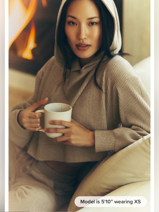 ALO Yoga Tops - Alo Yoga Ribbed Hoodie Gravel Heather Cropped sweatshirt Loose Lounge